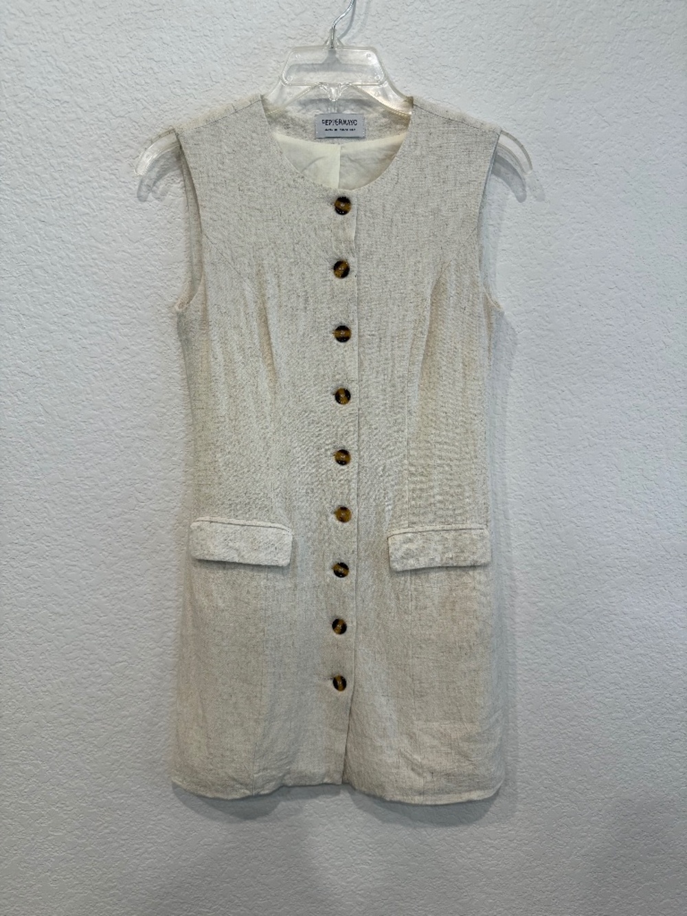 Peppermayo Castello Fiore Linen Mini Dress Oatmeal